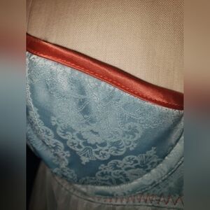 V.S sky blue burnt orange trim adjustable straps Elegant Lace Trimmed Intimate